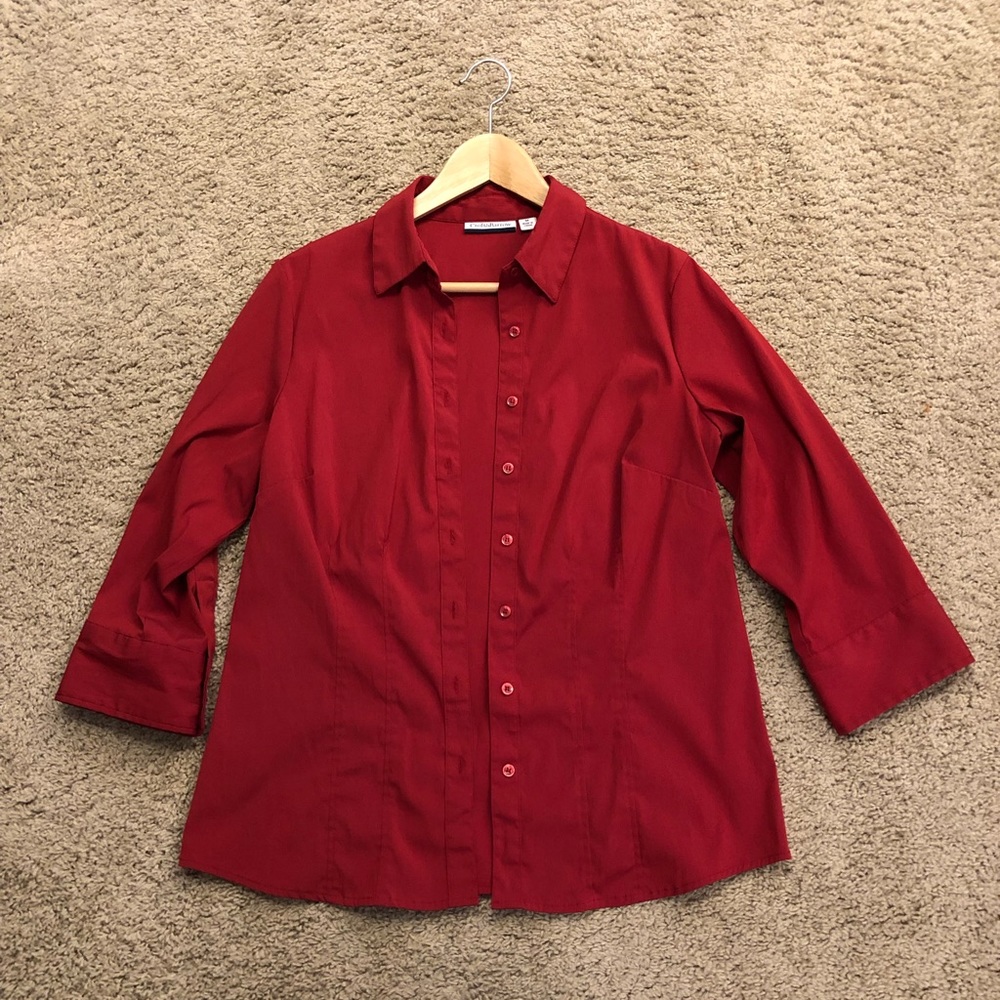 Simple Red Button Down - Picture 5 of 8